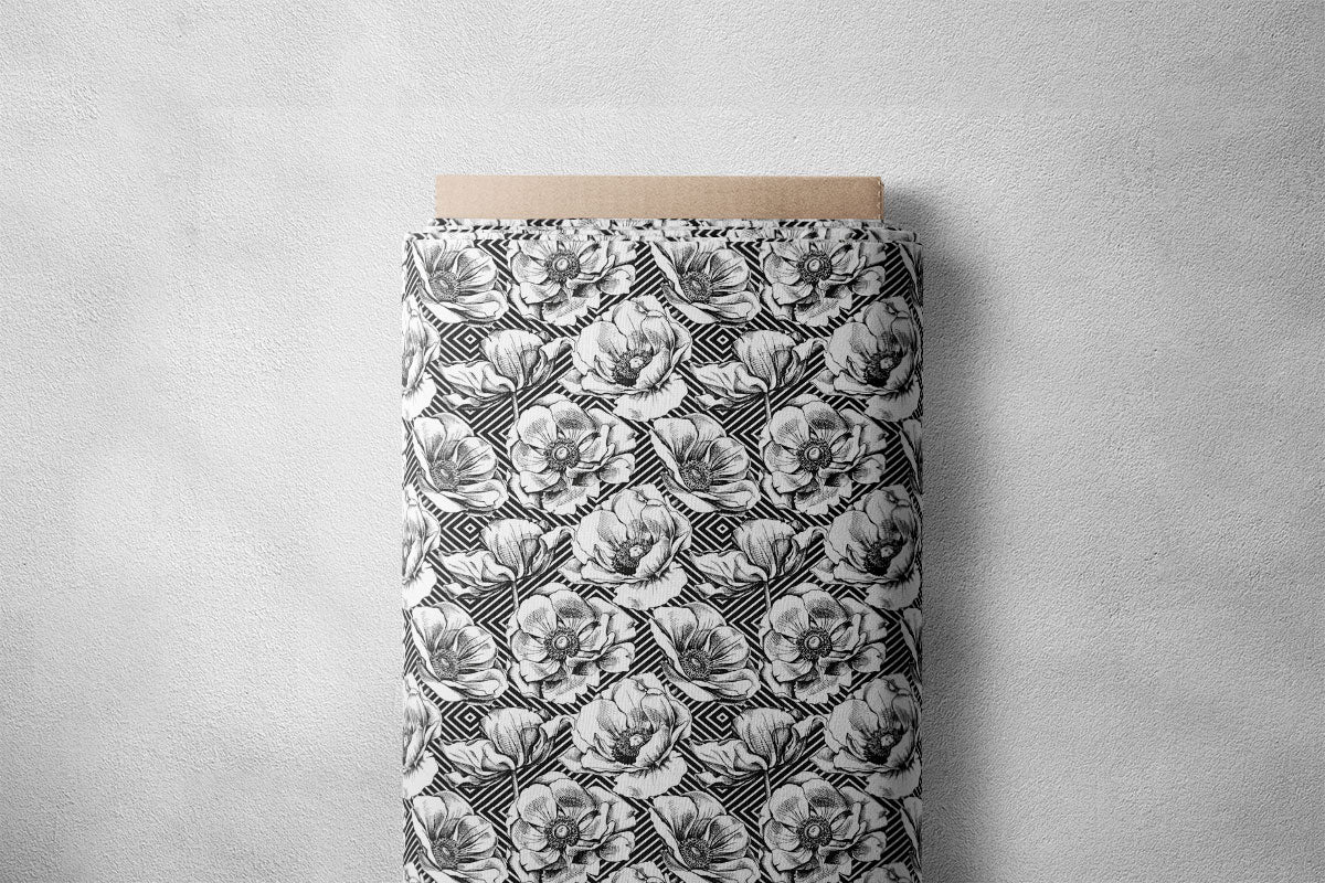 Pastel Grey & Black Floral Print