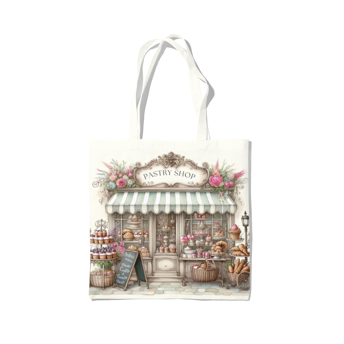 Pastel French Pastry Shop Illustration Tote Bag