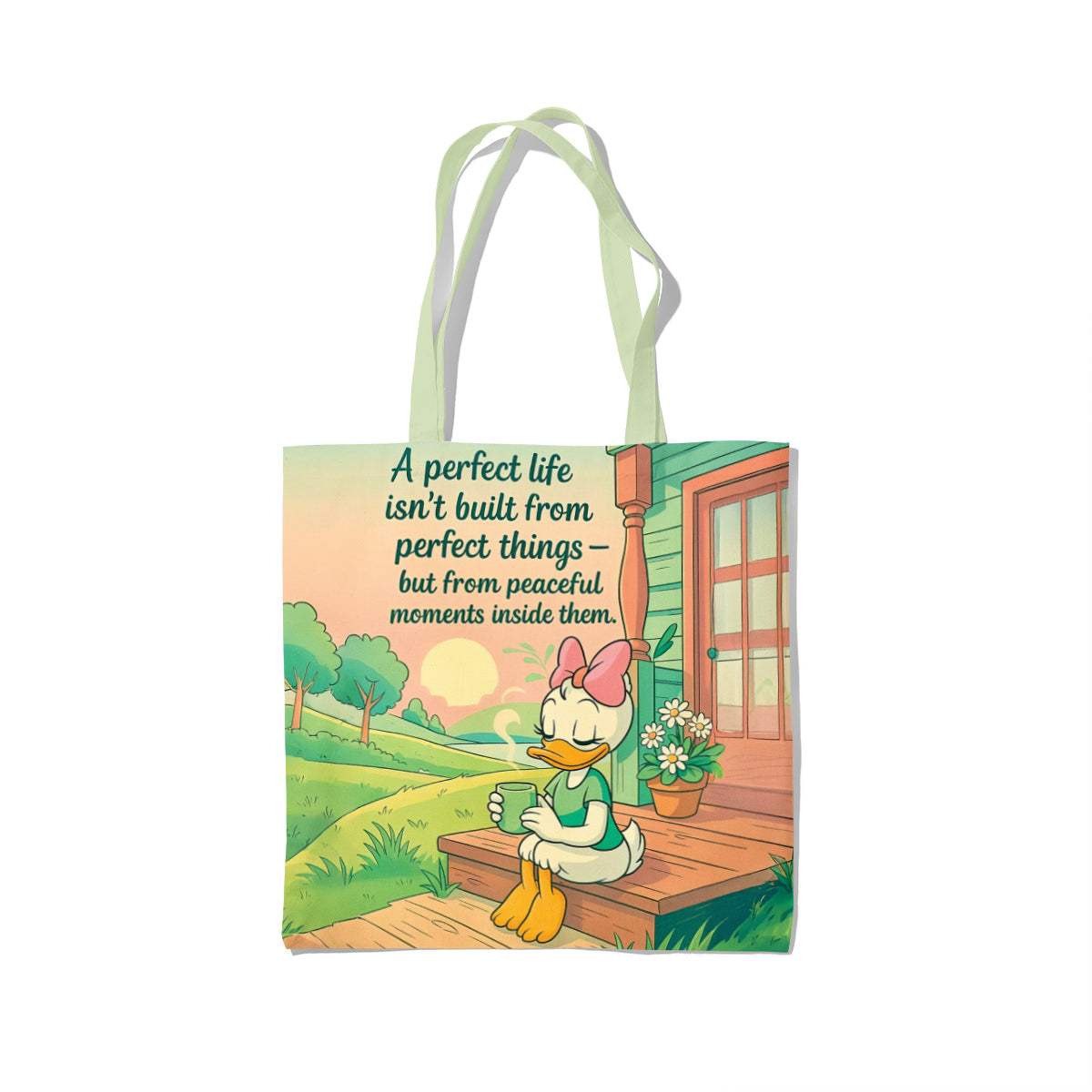 Peaceful Moments Inspirational Duck Quote Tote Bag