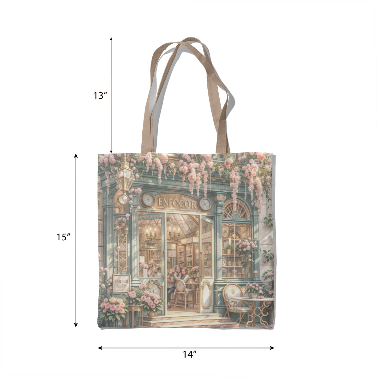 Elegant Green Floral Boutique Storefront Tote Bag