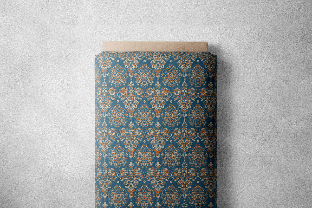 Light Navy Blue And Brown Rust Pattern Geometric Print