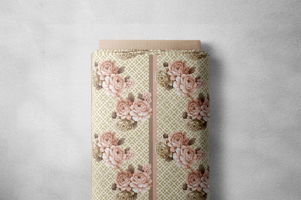 Rosy Brown Vintage Roses Floral Print