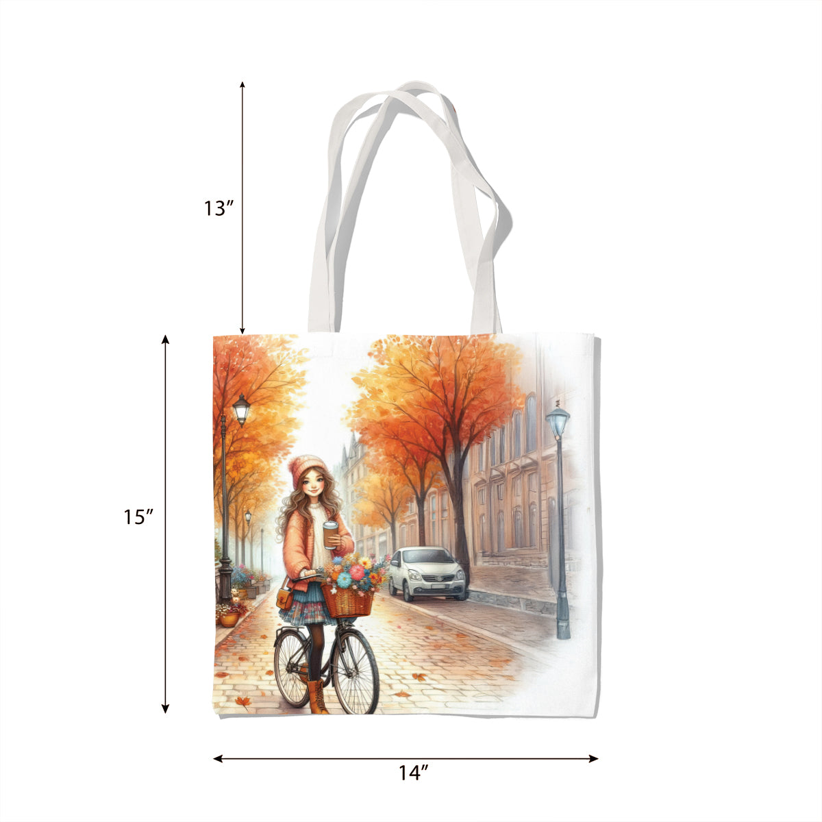 Soft Summer Floral Girl Illustration Tote Bag