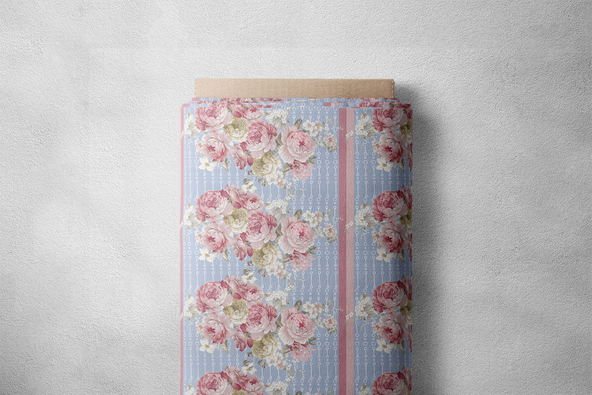 Raspberry Glace Vintage Roses Floral Print