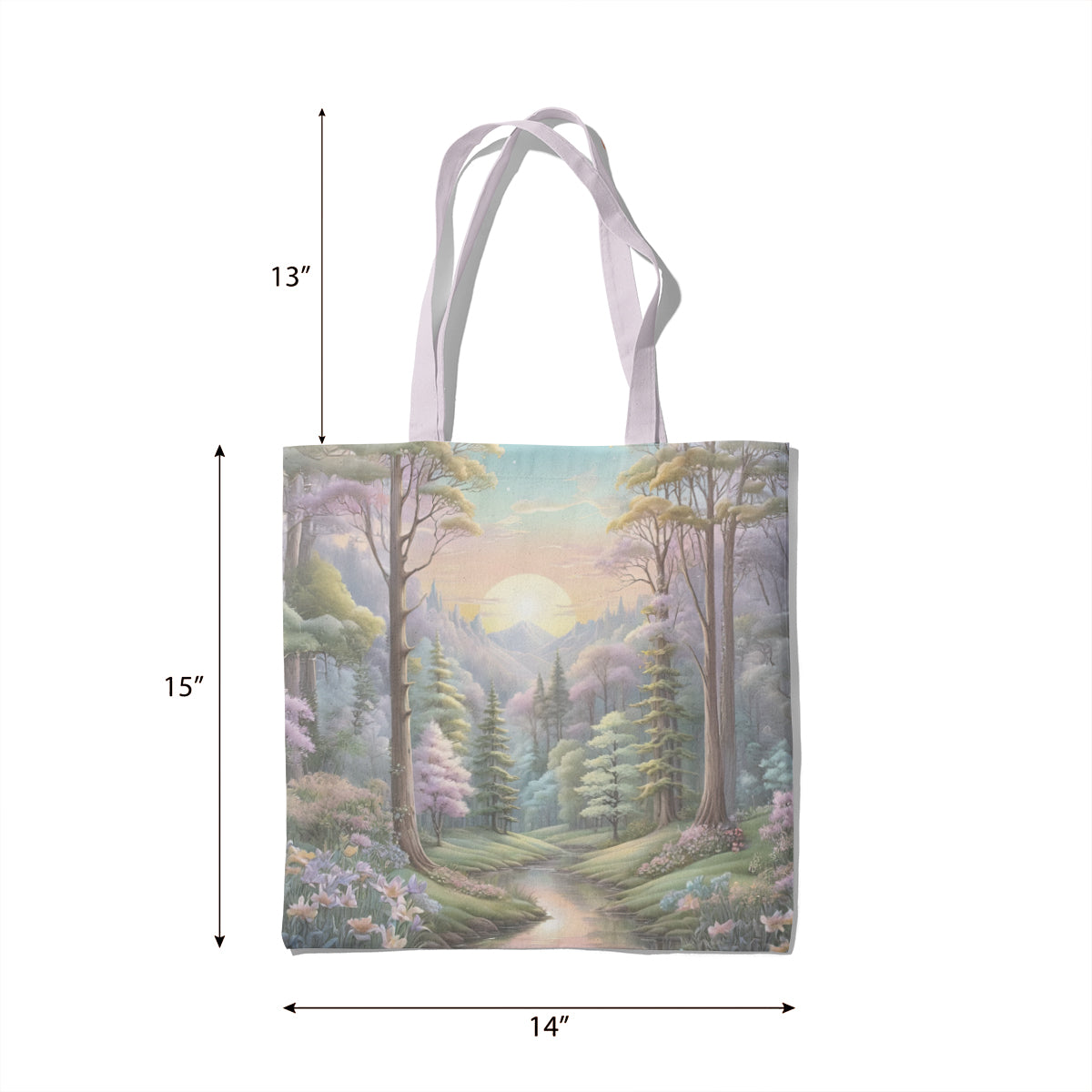 Soft Sunrise Forest Blossom Art Tote Bag
