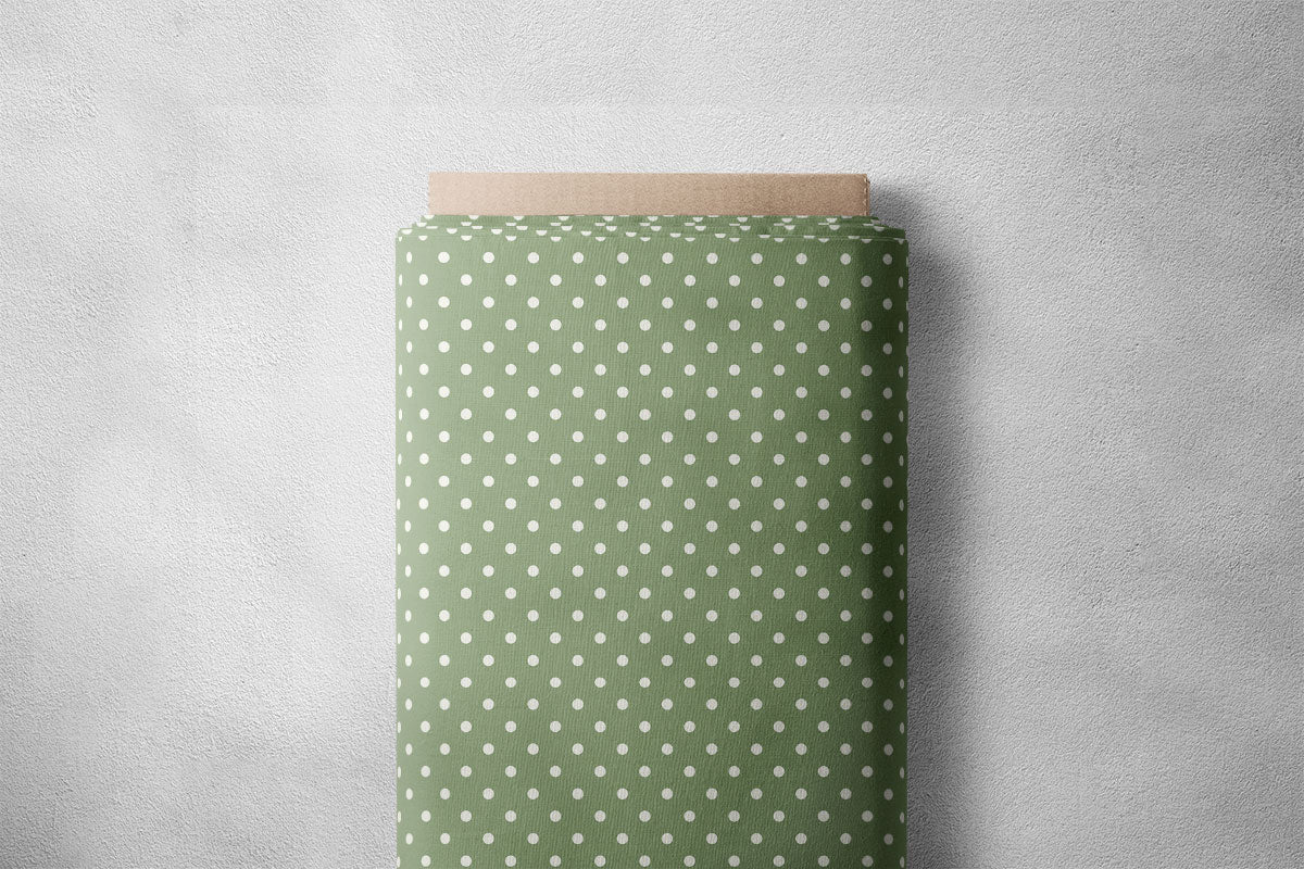 Muddy Green And Sea Mist Polka Dots Print