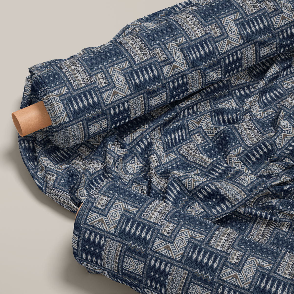 Metallic Silver Oriental Design Watercolor Geometric Print