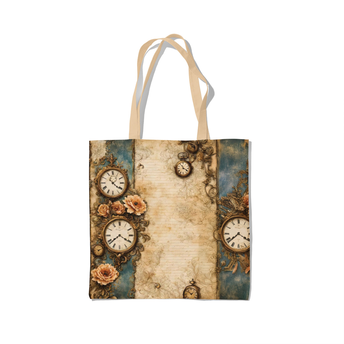 Victorian Rose & Clock Vintage Art Tote Bag