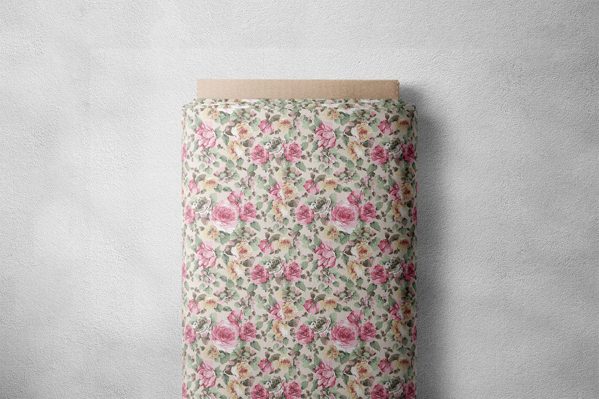 Apple Blossom And Grey Olive Floral Print
