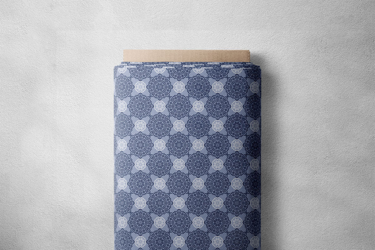 Jordy Blue Damask Pattern Geometric Print