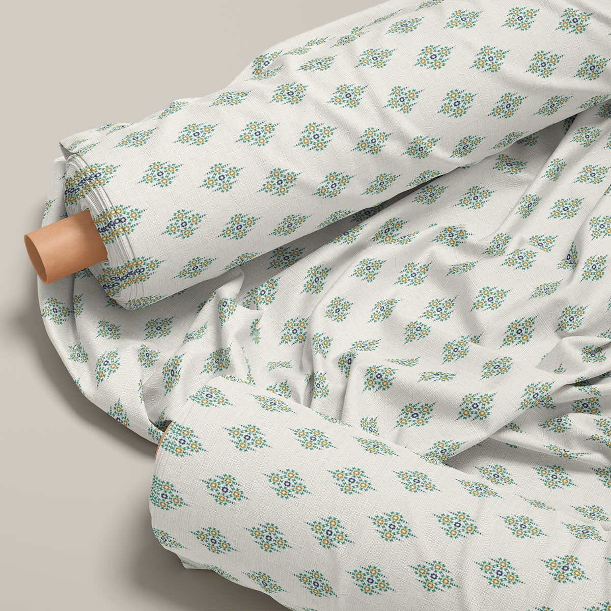 Pearl Aqua Ikat Pattern Geometric Print