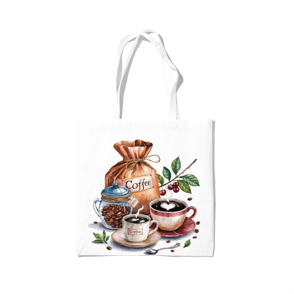Rustic Coffee Beans & Brew Illustration Tote Bag