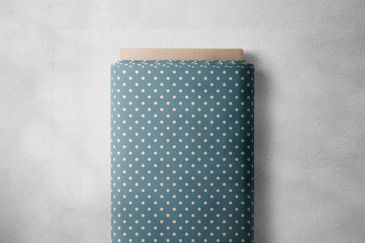 Dark Grey Blue Polka Dots Print