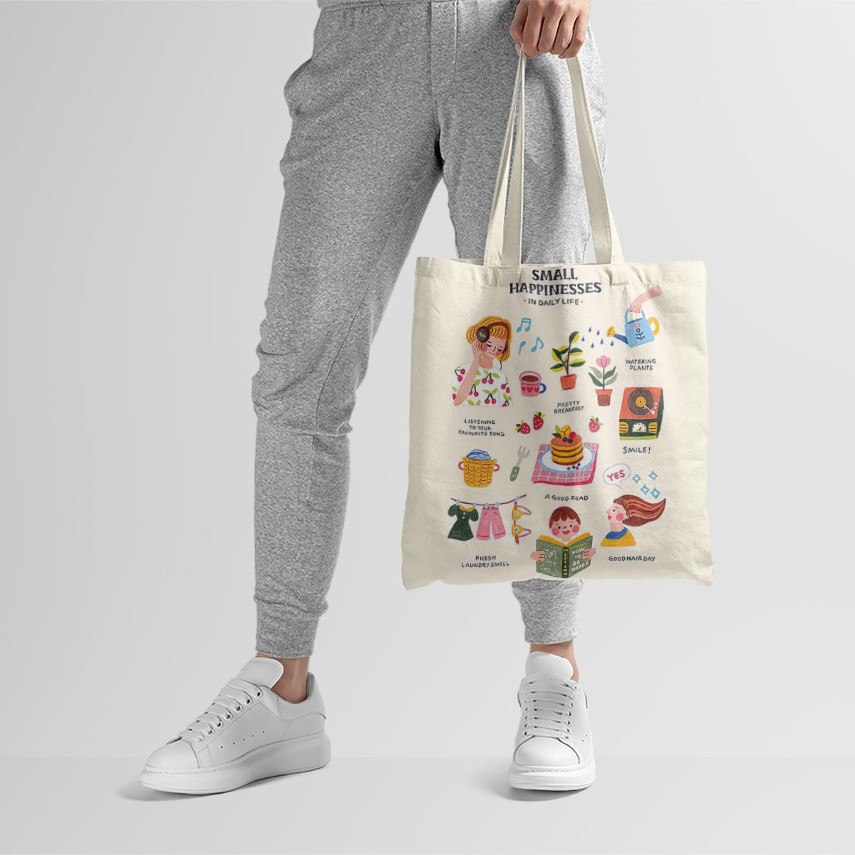 Small Happiness Canvas Tote Bag