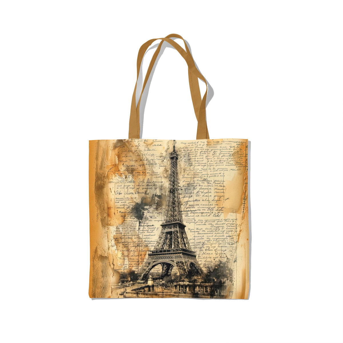 Rustic Paris Eiffel Ink-Wash Tote Bag