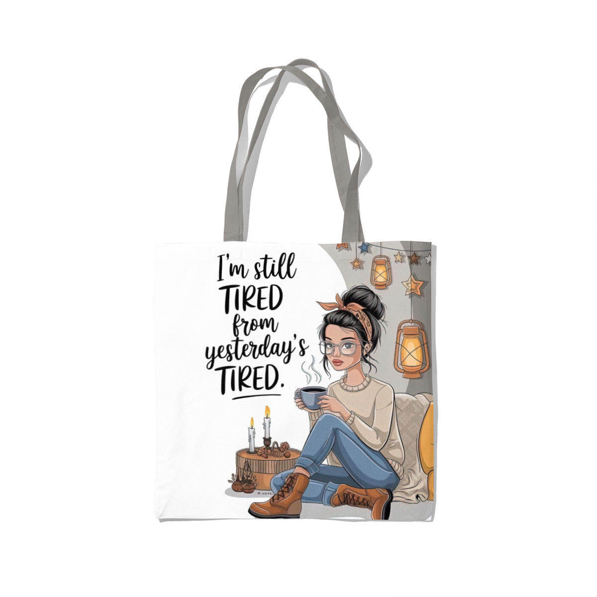 Yesterday’s Tired Cozy Coffee Girl Tote Bag