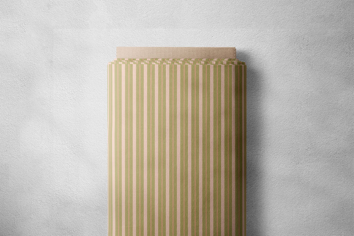 Light Olive Green Stripes Print