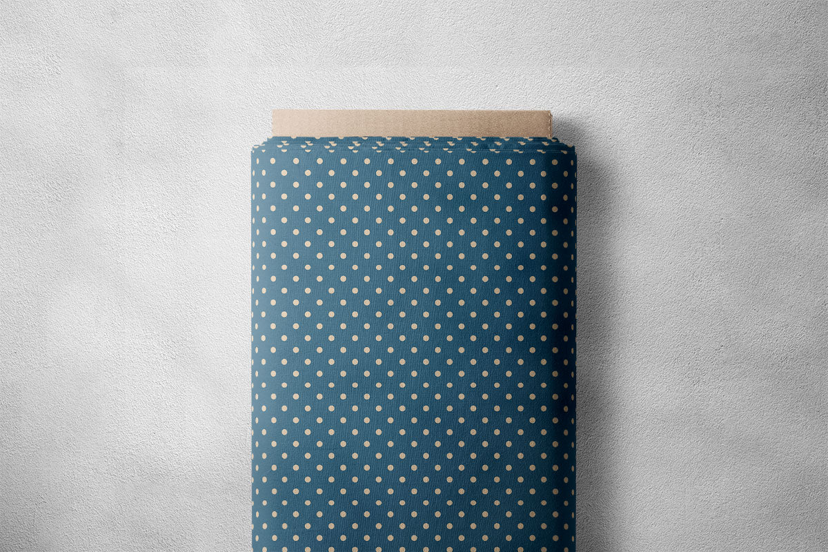 Light Navy Blue And Grey Olive Polka Dots Print