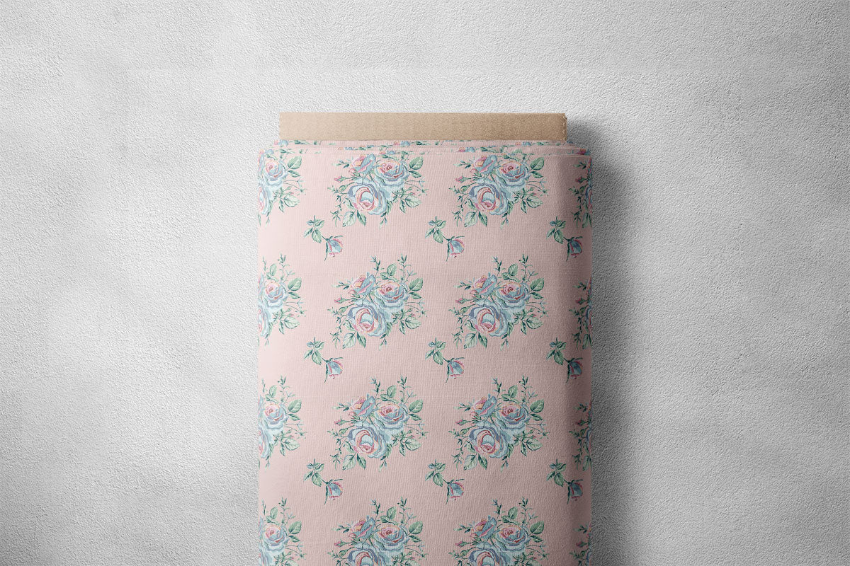 Vanilla Cloudy Blue Rose Floral Print