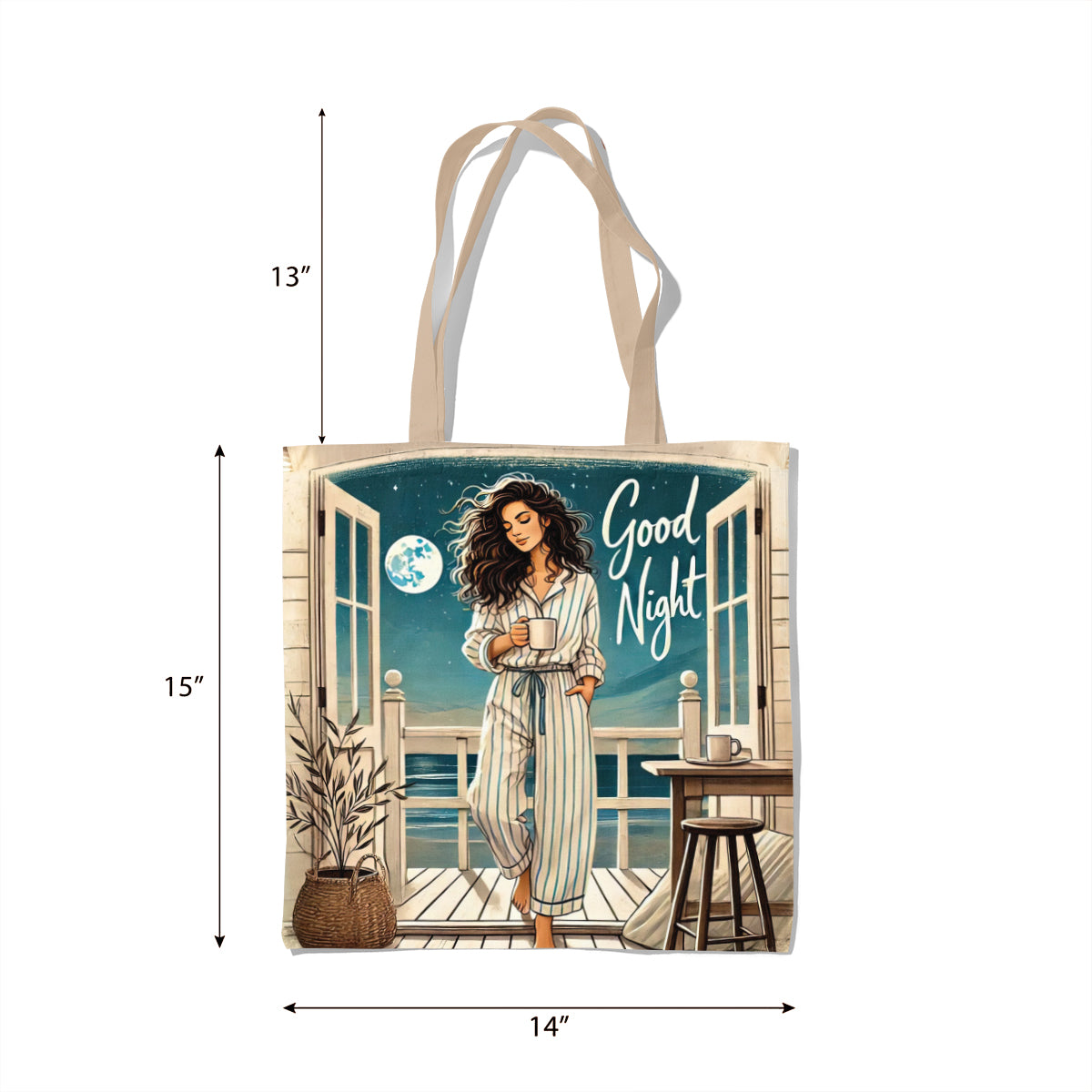 Moonlit Night Balcony Stroll Canvas Tote Bag