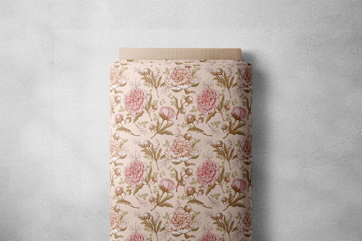 Flamingo Pink Vintage Rose Floral Print