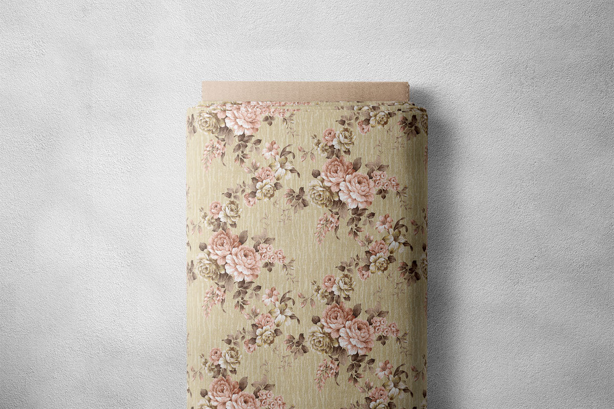 Grey Olive Vintage Roses Floral Print