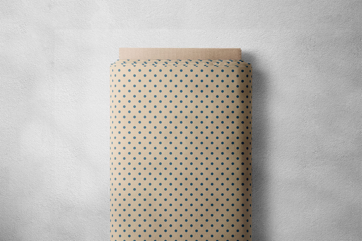 Mushroom And Blue Charcoal Polka Dots Print