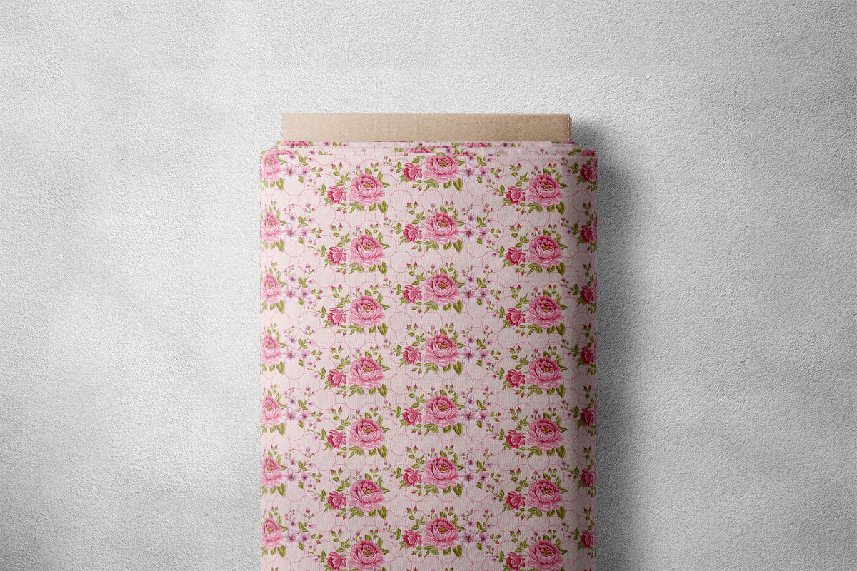 Ultra Pink Vintage Roses Floral Print