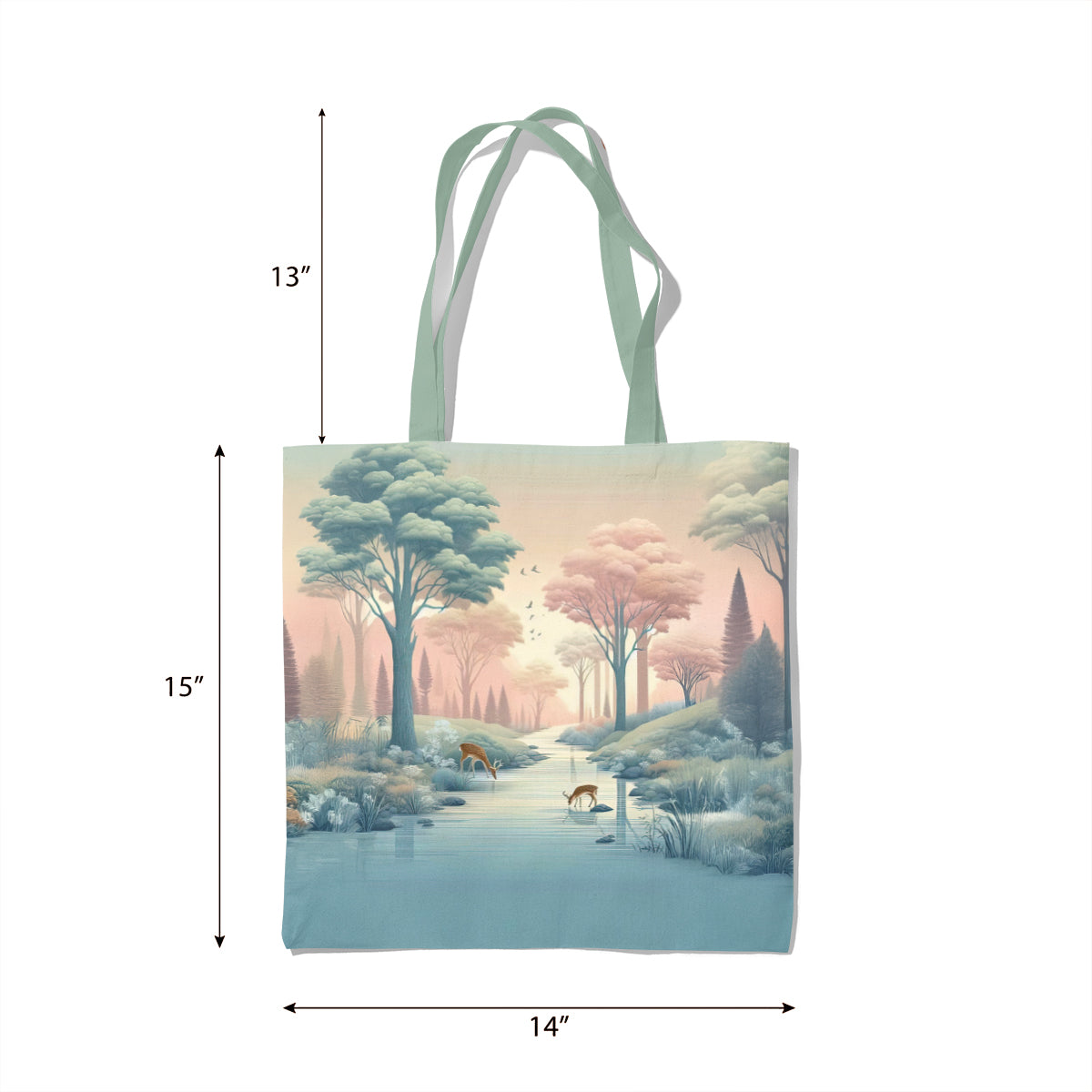 Pastel Forest Dawn With Deer Tote Bag