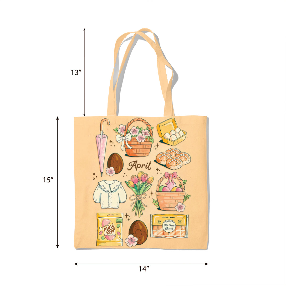 April Pastel Monthly Aesthetic Illustration Tote Bag