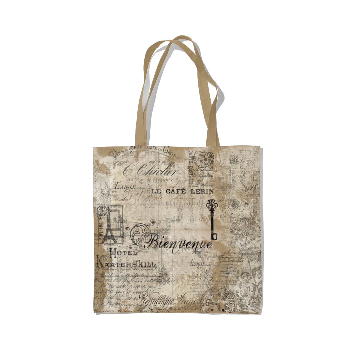 Parisian Antique Script Beige Texture Tote Bag