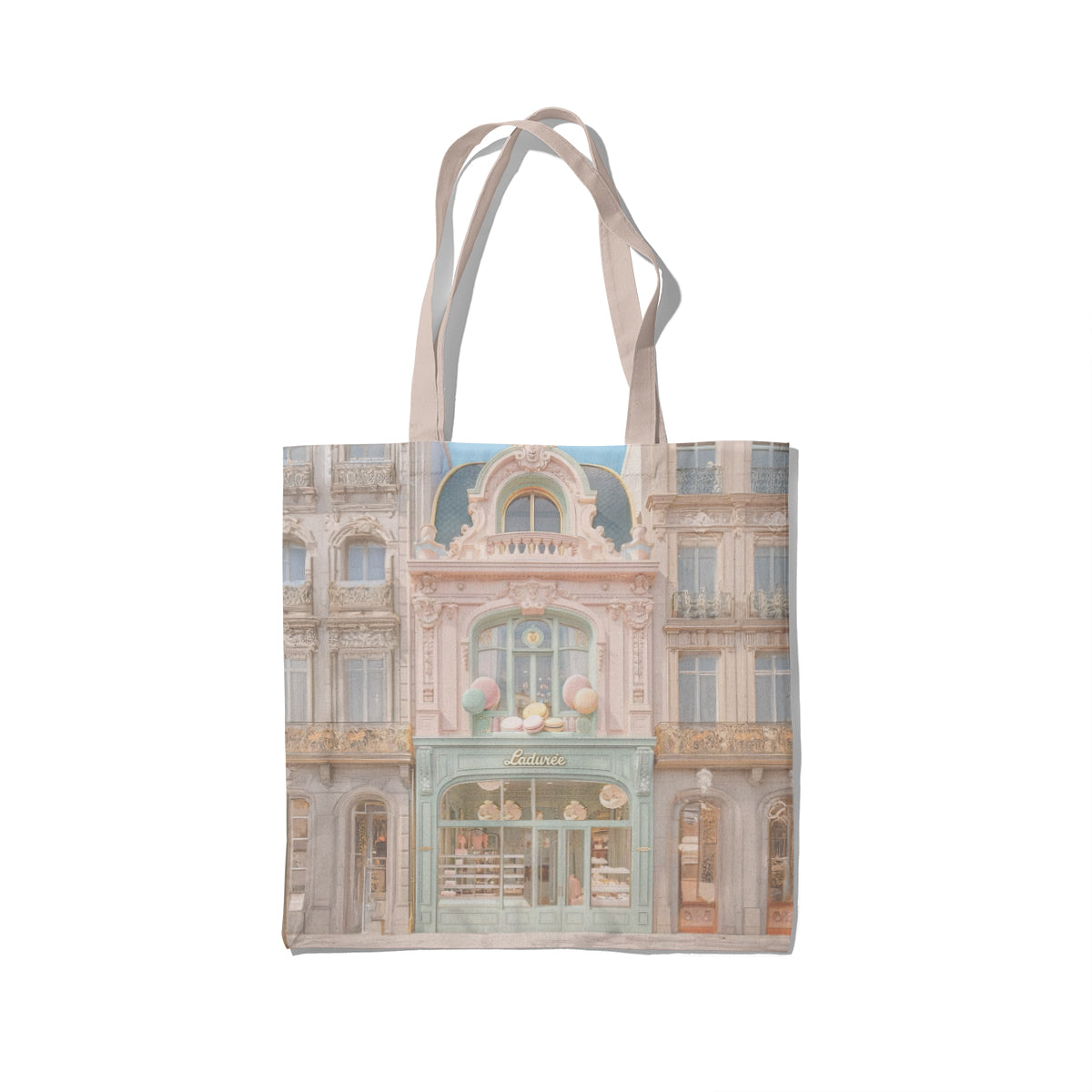Vintage Pastel Boutique Parisian Storefront Tote Bag