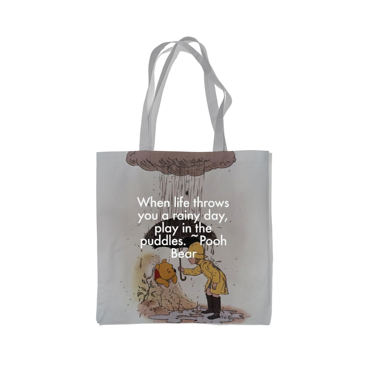 Pooh Bear Rainy Day Puddle Quote Tote Bag