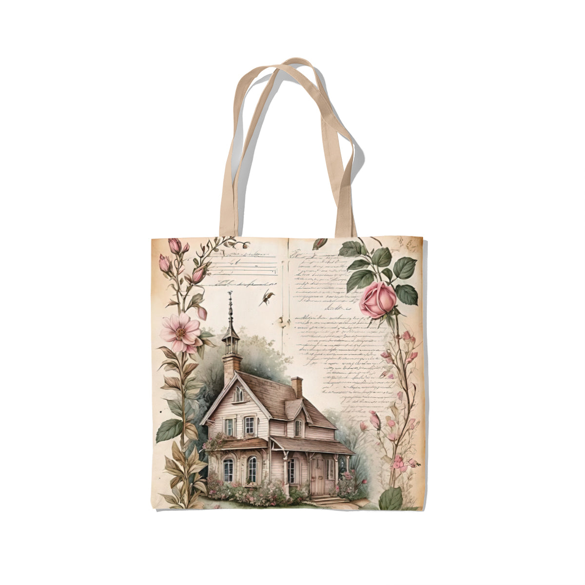 Vintage Chapel Among Blossoms Art Tote Bag