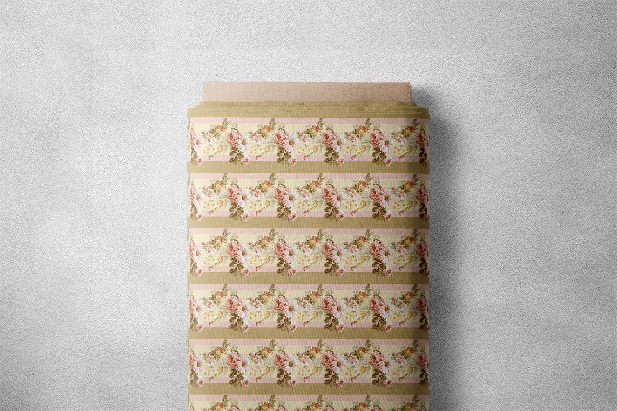 Soft Amber Vintage Roses Floral Print