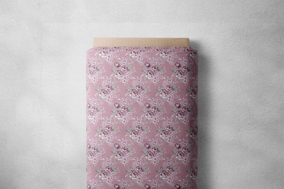 Lipstick Pink Vintage Rose Floral Print