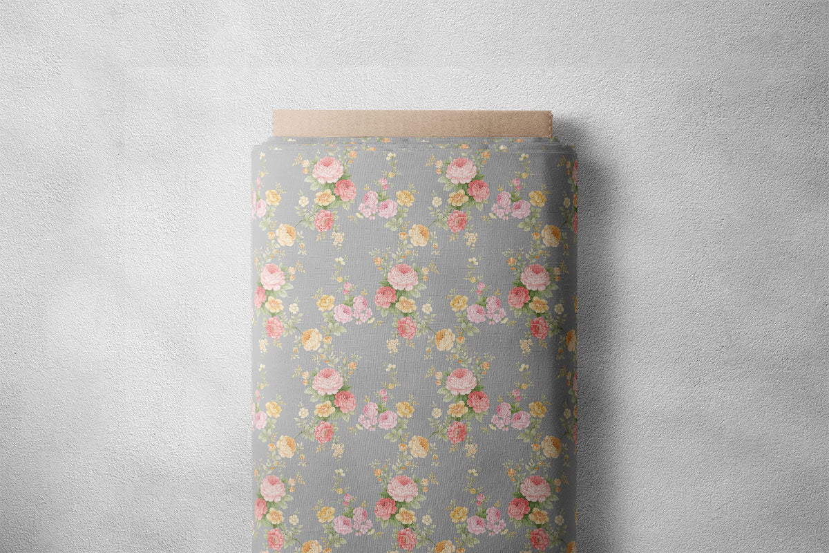 Medium Grey Floral Print