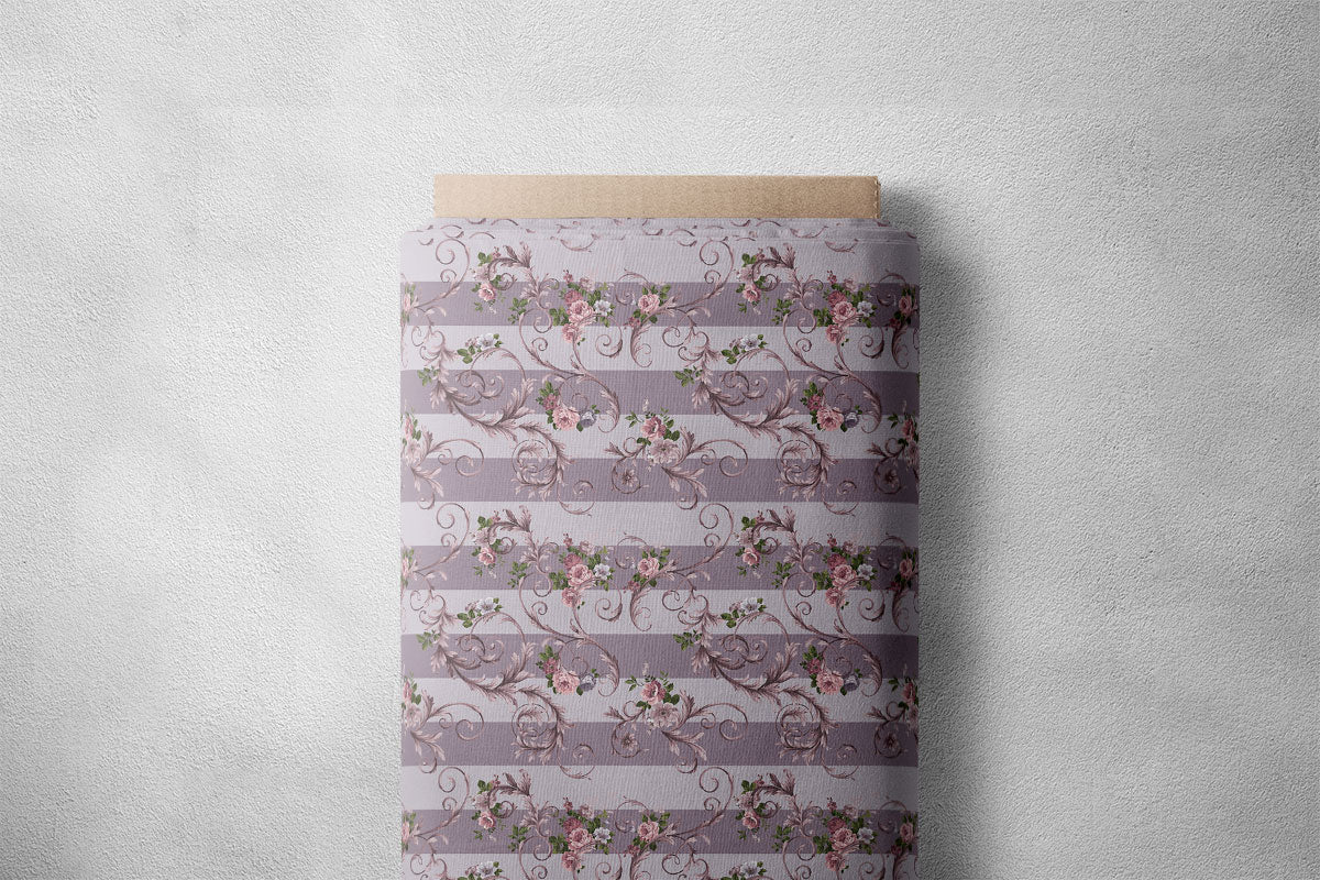 Languid Lavender Vintage Roses Floral Print