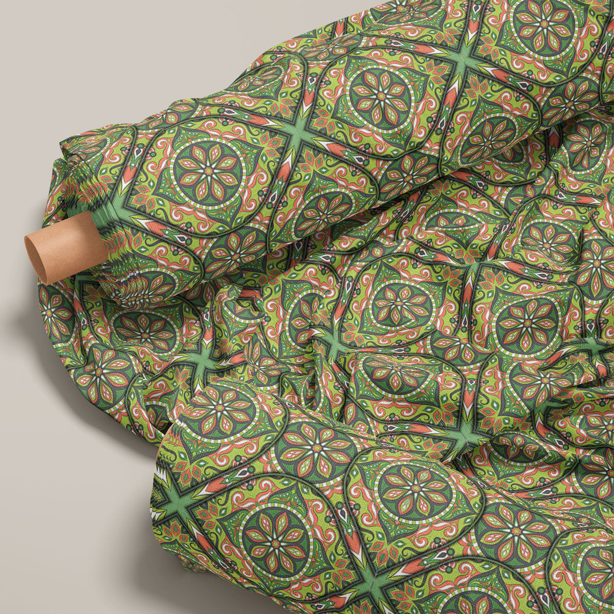 Lunar Green And Bittersweet Pattern Geometric Print
