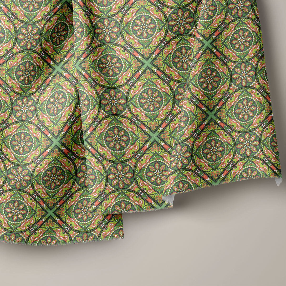 Lunar Green And Bittersweet Pattern Geometric Print