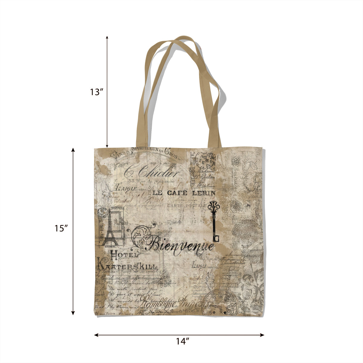 Parisian Antique Script Beige Texture Tote Bag