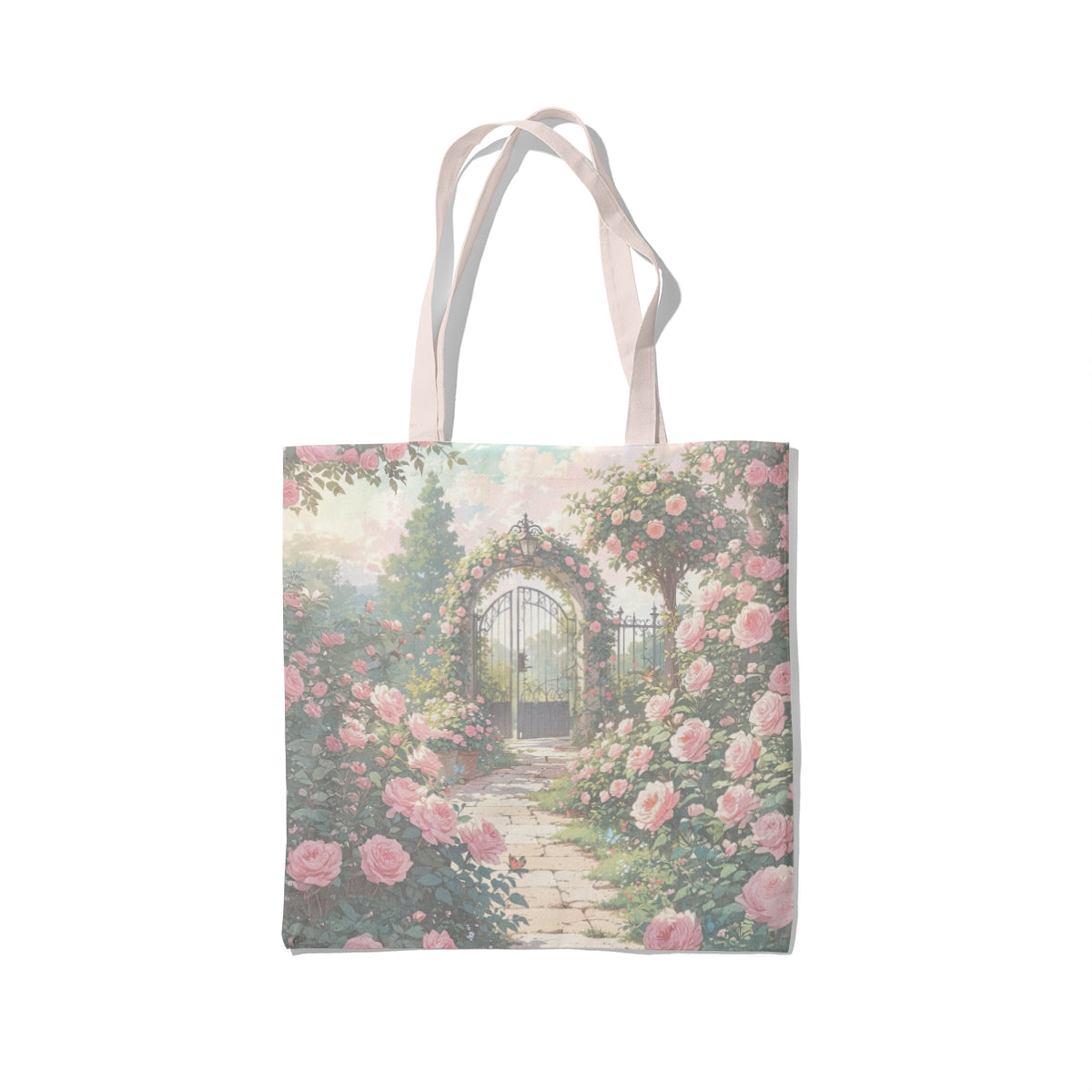 Rose Garden Gate Romantic Tote Bag