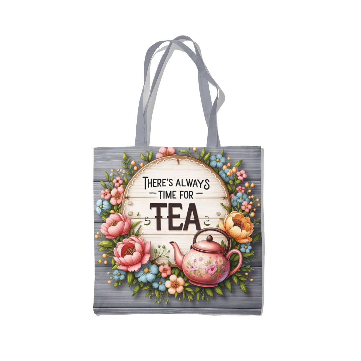 Always Time for Tea Floral Wreath Tote Bag
