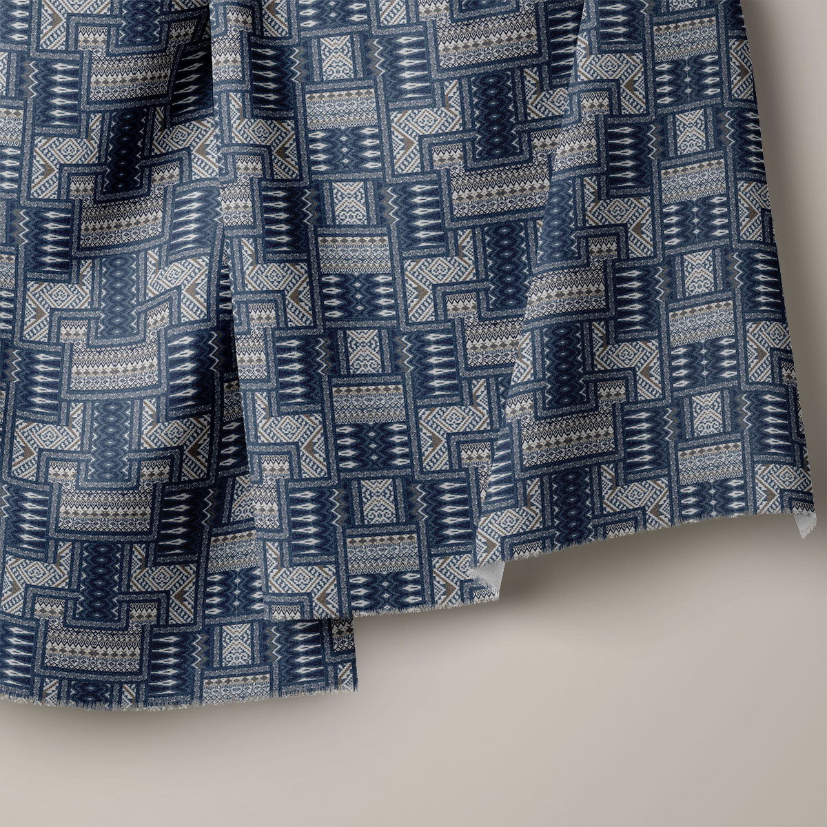 Metallic Silver Oriental Design Watercolor Geometric Print