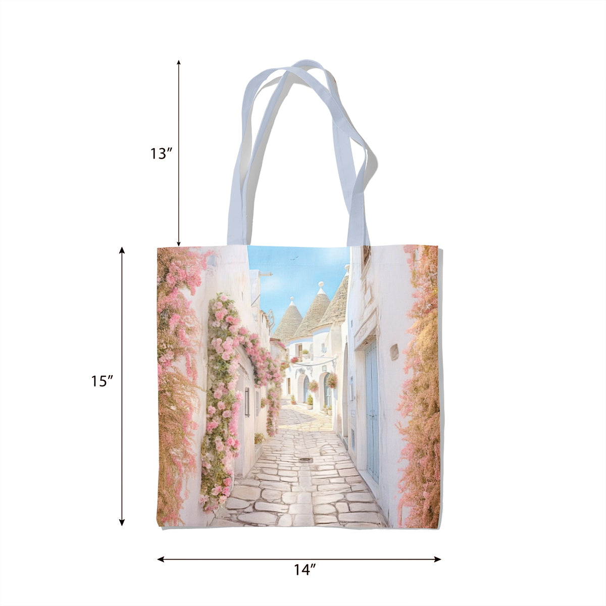 White Blossom Mediterranean Street Tote Bag