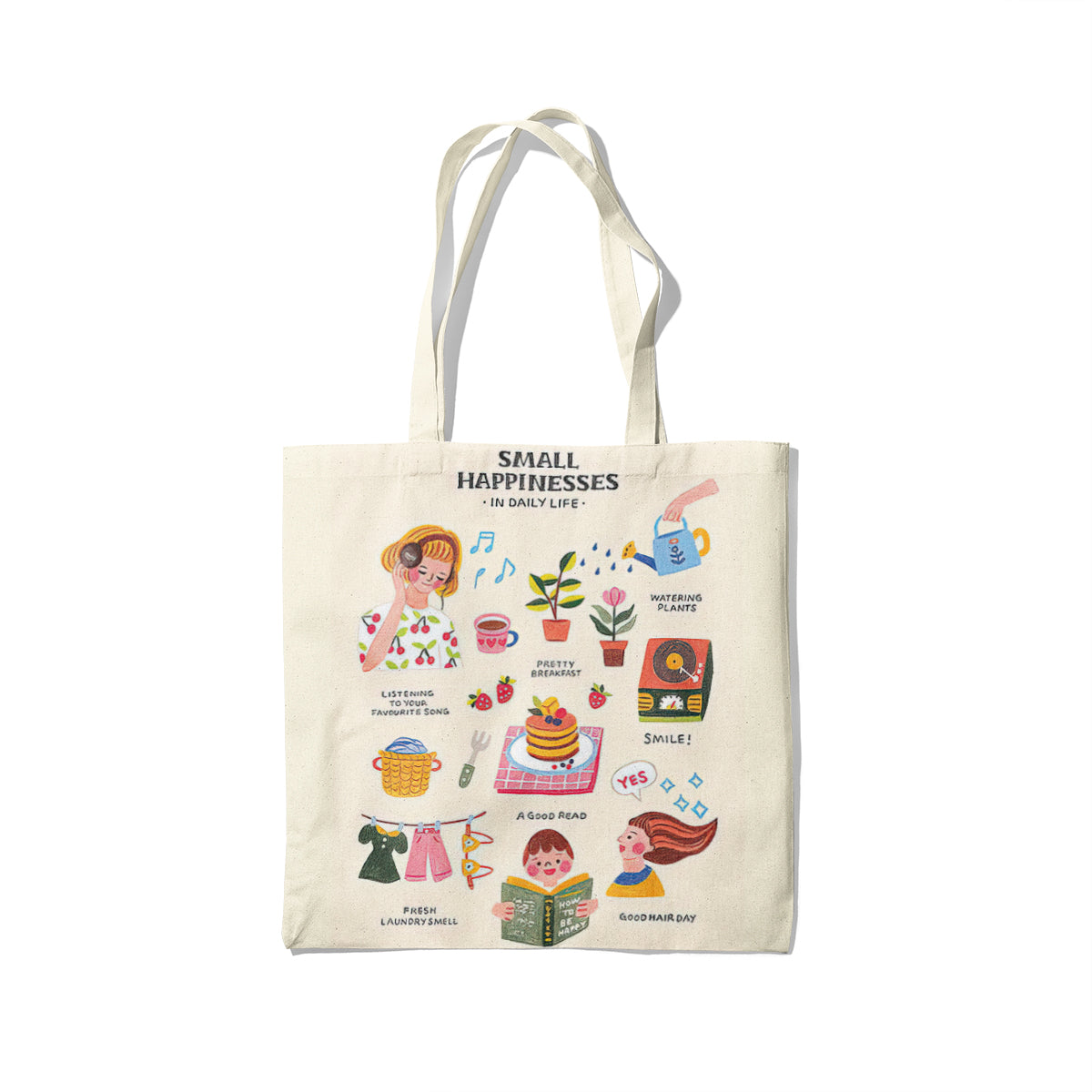 Small Happiness Canvas Tote Bag
