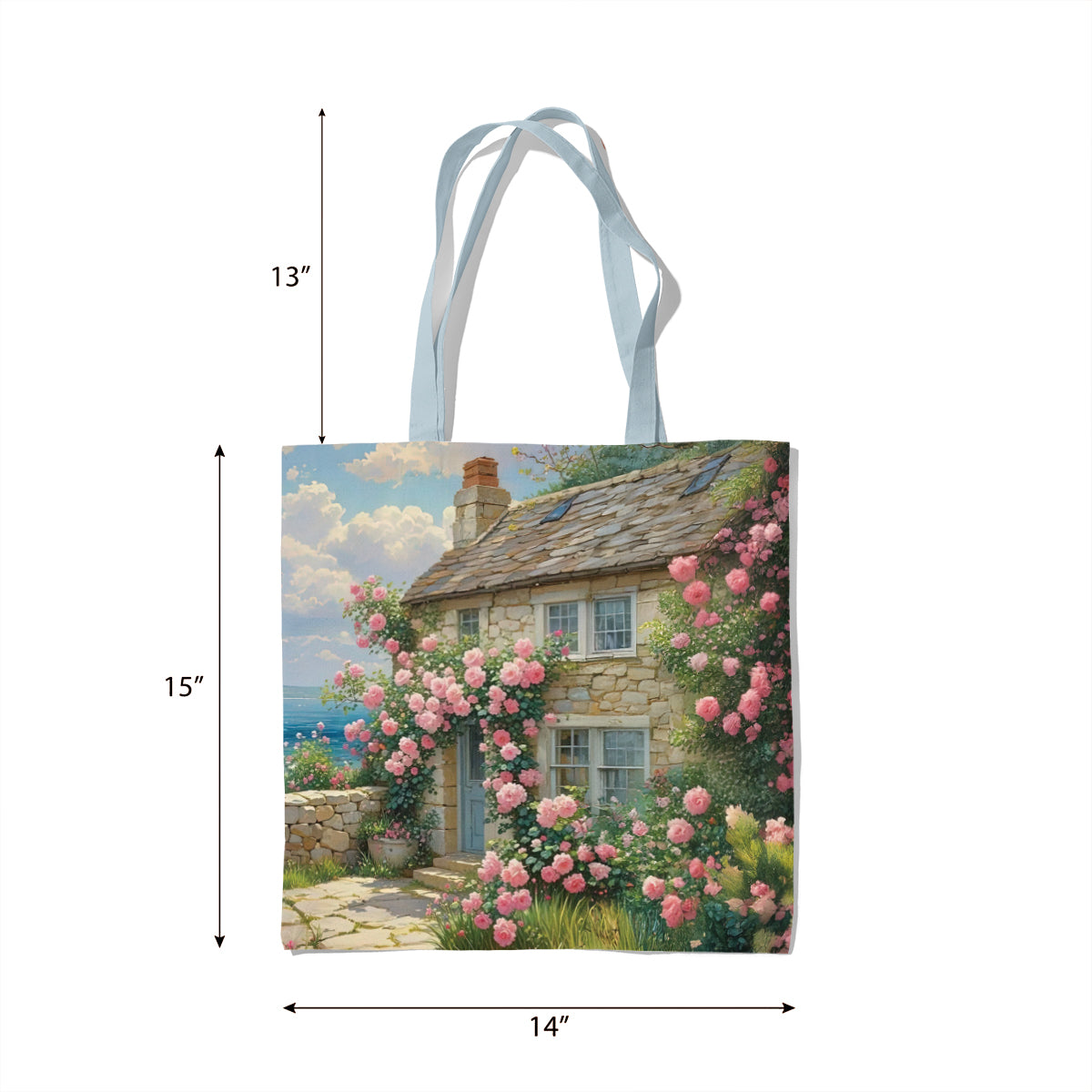 Rose-Covered English Cottage Garden Tote Bag