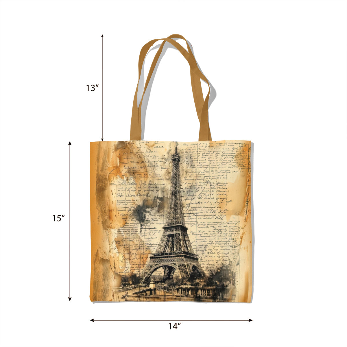 Rustic Paris Eiffel Ink-Wash Tote Bag