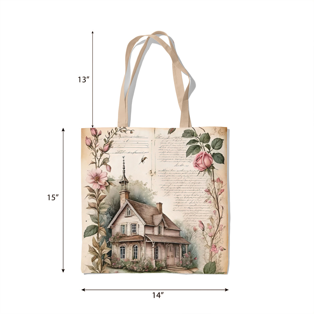 Vintage Chapel Among Blossoms Art Tote Bag