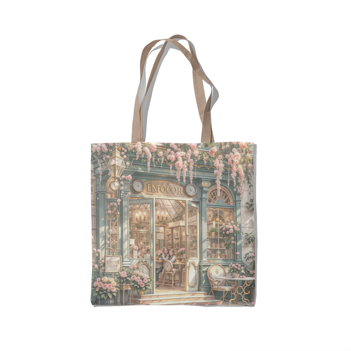 Elegant Green Floral Boutique Storefront Tote Bag